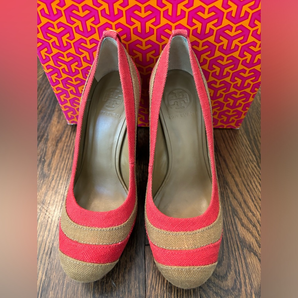 Tory Burch Joelle Platform Linen  Pump 8.5
